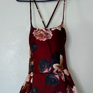 A SpeechLess, Size 11, Maroon with floral design dress